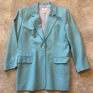 Women's Vintage Talbots Size 8 Greyed Green Wool Blazer Jacket